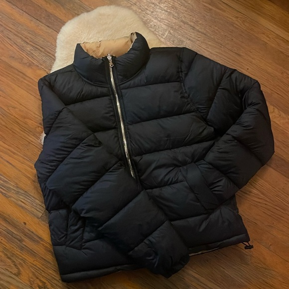 Reversible Black/Tan High Neck Puffer Jacket - Picture 2 of 9